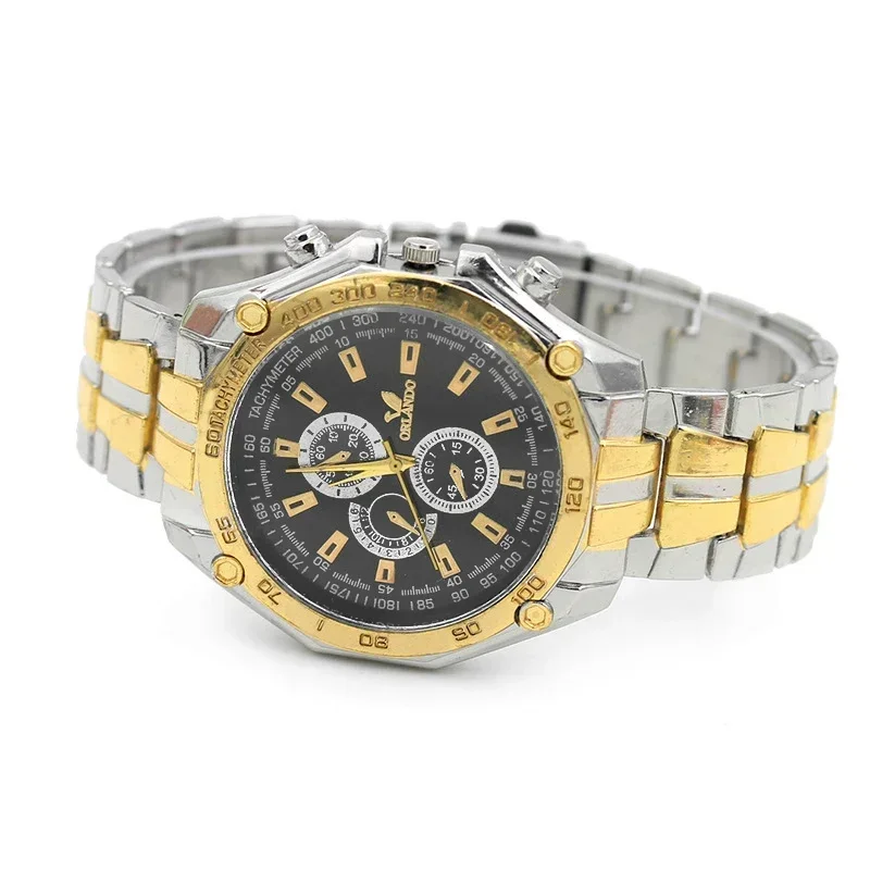 Relojes para hombre, reloj de pulsera de acero inoxidable plateado y dorado de cuarzo, reloj masculino, vestido clásico, piloto de negocios, reloj automático de lujo