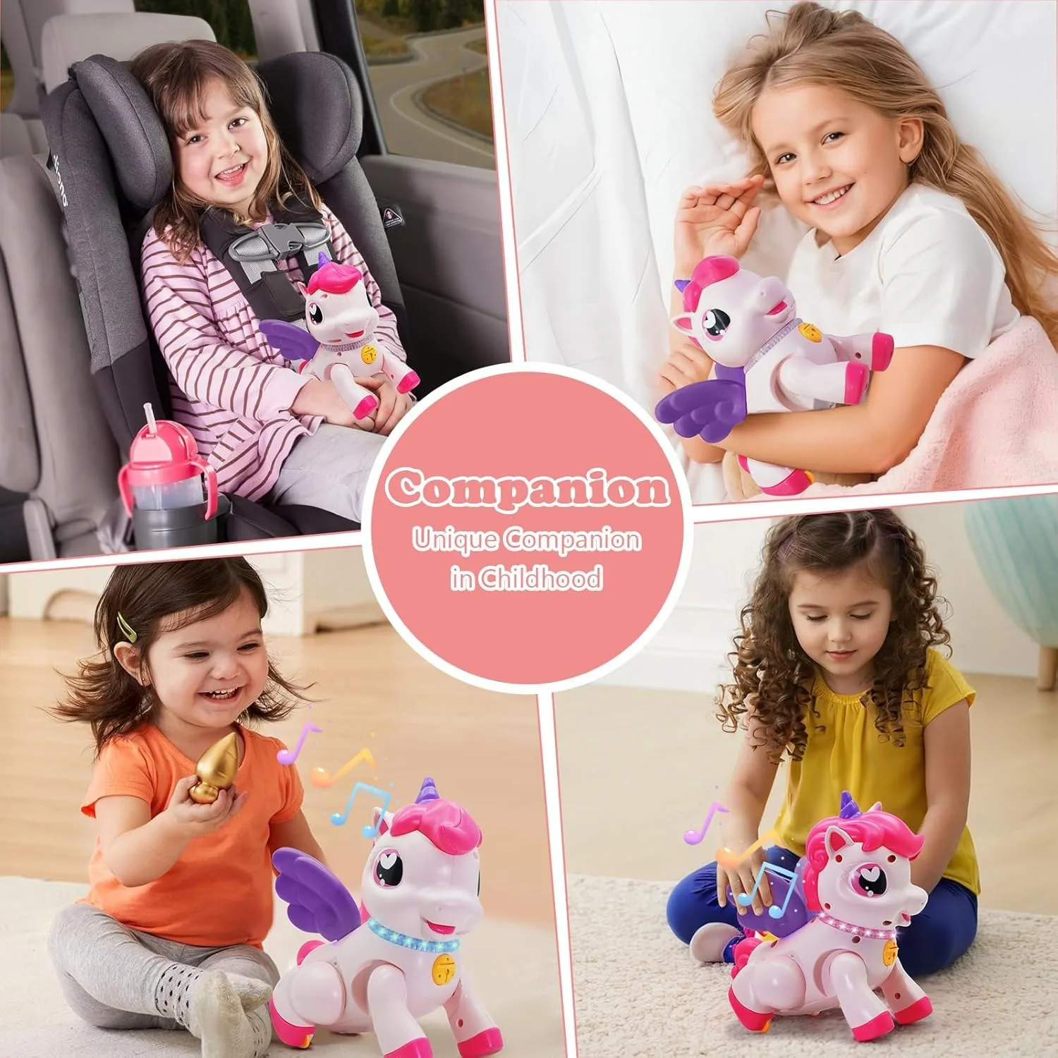 Unicorn Pegasus Toy Fantasy Cartoon Wings Unicorn with Light Music Animal Shape Girl Christmas New Year Gift