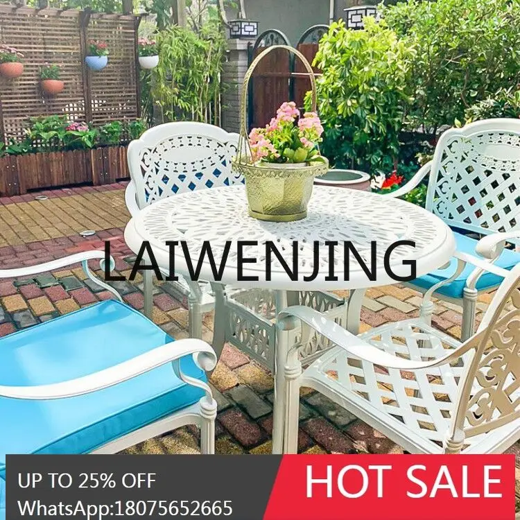 Outdoor Cast Aluminum Table and Chair Outdoor Garden Terrace Table and Chair Five-Piece Set Courtyard Iron Leisure Furniture