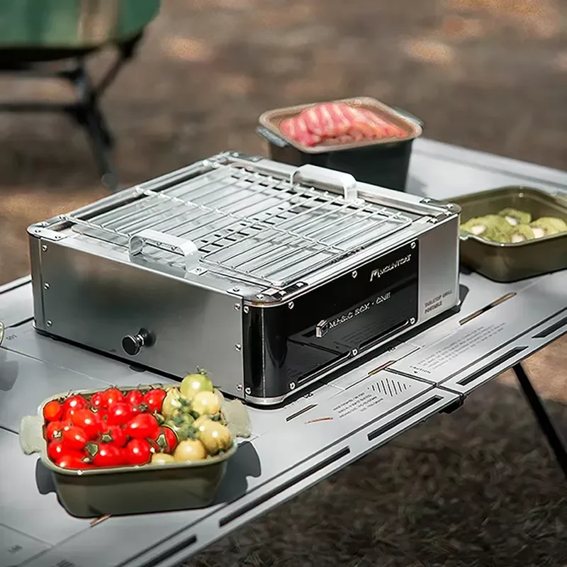 Smokeless Tabletop Teppanyaki Grill for Korean-Style Barbecue Home Use Outdoor Camping and Multi-Functional Charcoal Grill