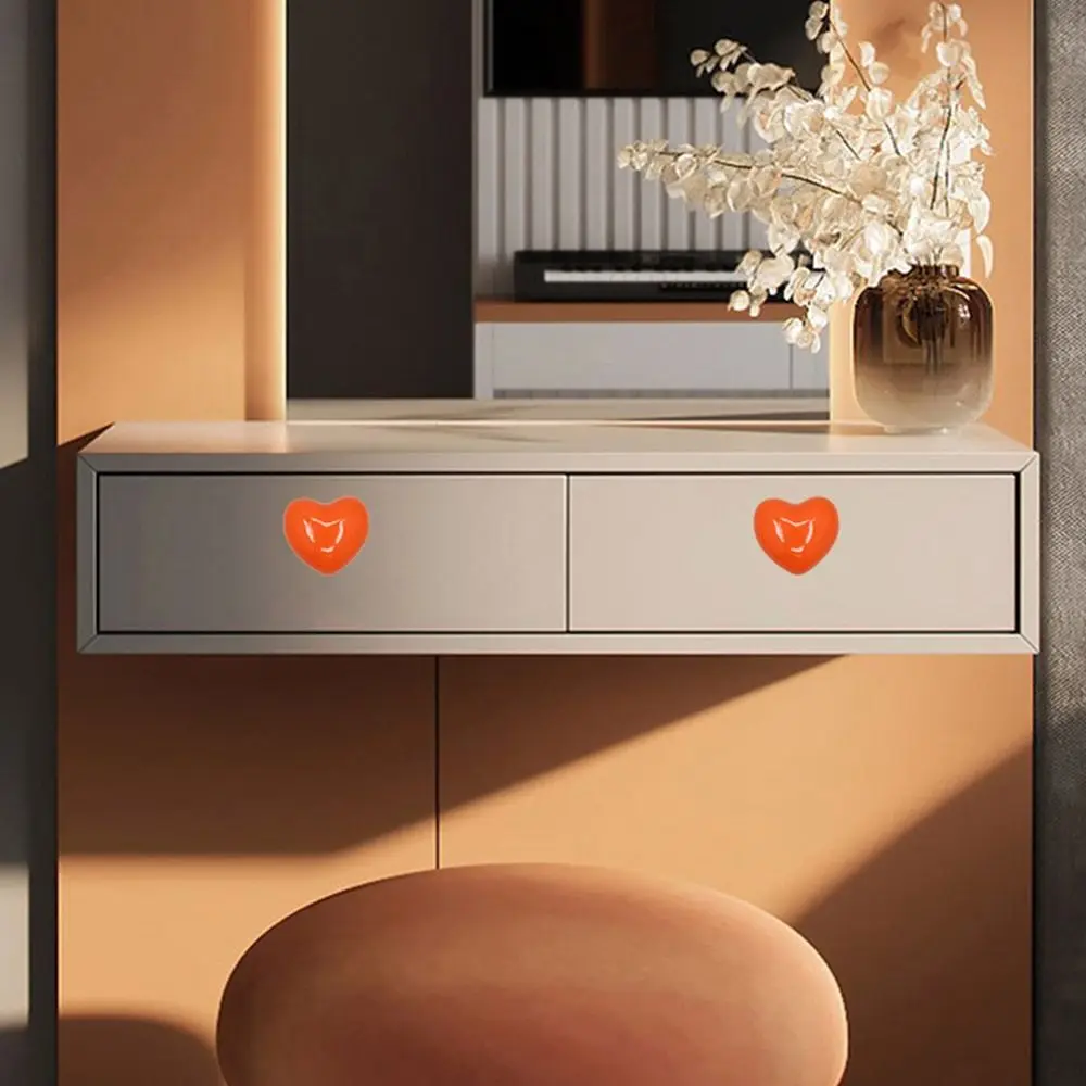 

Single Hole Heart Shaped Door Handles Heart-shaped Colored Ceramic Cabinet Knob No- punching Ceramic Door Pull Handles Using
