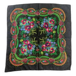 70*70cm russischer Stil quadratischer Schal Goldfaden Blumen druck Bandana Babushka Kopf wickelt ethnischen Schal weibliche Stirnband Schals