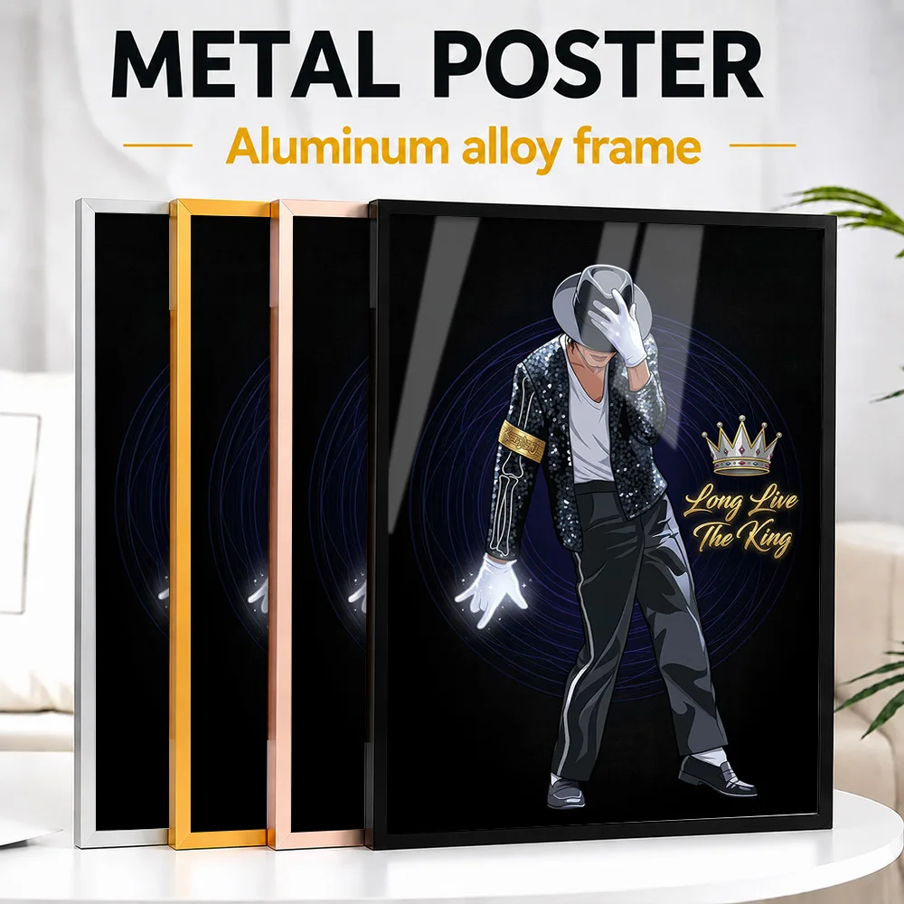 Michael Jackson 'Long Live The King Framed Aluminum Metal Poster Customized Recording Tribute Wall Art Enhances Listening Lounge