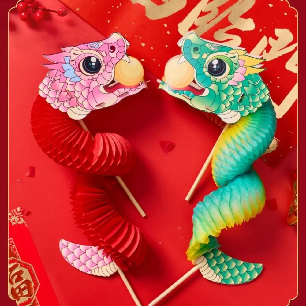 Chinese Tradition Lion Dance 2025 Jubilant Mini Snake Toy DIY Paper Snake Spring Festival Entertainment Paper Flower Folding