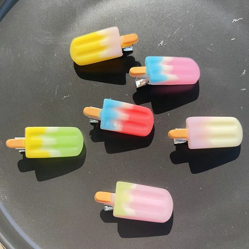 7 قطع دبوس الشعر الآيس كريم مقلد الغذاء الآيس كريم بطة الفم كليب فتاة الجانب كليب الكرتون دبوس الشعر #6