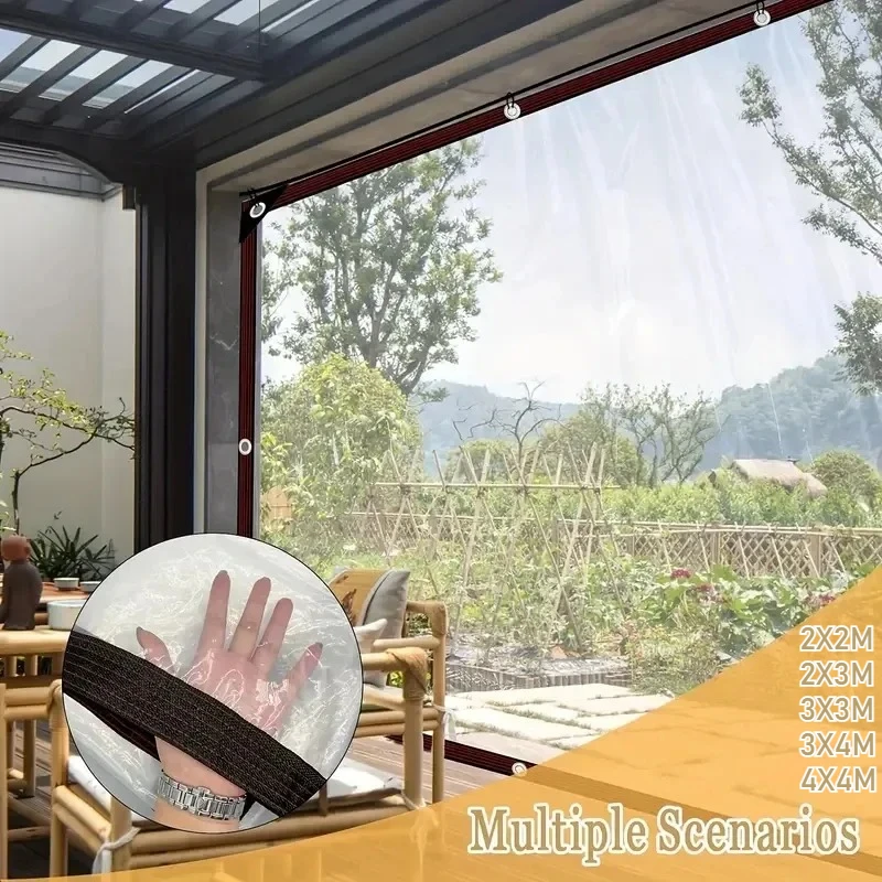 Transparent Waterproof PVC Tarpaulin  Outdoor  Dustproof Cold Resistant Patio Gazebo Side Curtain, Clear Tarp for Garden