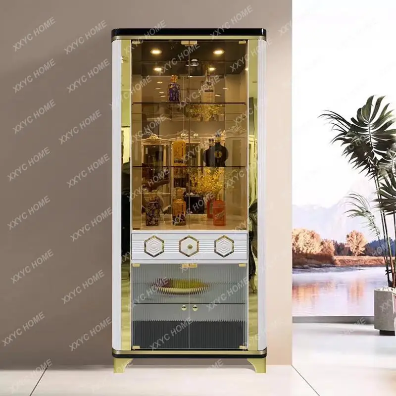 

Винный шкаф S1saa New Light Luxury, высококачественный витринный шкаф для гостиной, стеклянная дверца, пристенный, для хранения.