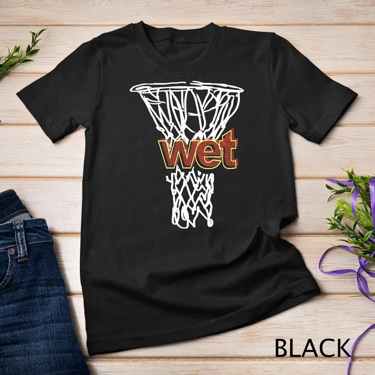 Basketball T-shirt with Hoop Net Term Wet Novelty Unisex T-shirt