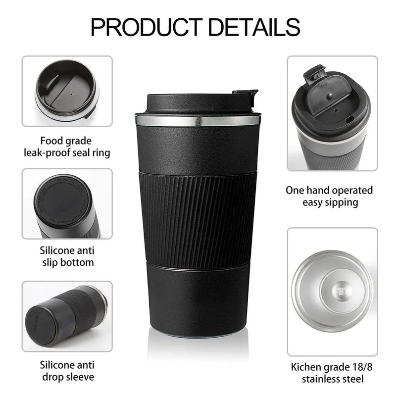 380ml 510ml Stainless Steel Coffee Cup Thermal Mug Garrafa Termica Cafe Copo Termico Caneca Non-slip Travel Car Insulated Bottle 5