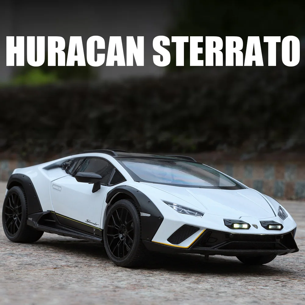 1:18 Lambor Huracan Sterrato ONE juguetes coches de aleación modelos puertas abiertas coche deportivo en miniatura volante vehículos para niños regalos