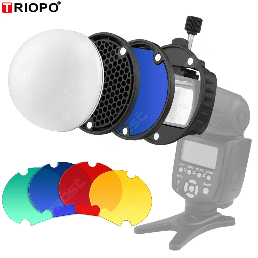 

TRIOPO MagDome Color Filter, Reflector, Honeycomb, Diffuser Ball Kits For GODOX tt600 TT685 V860II YN560III/IV Flash VS AK-R1