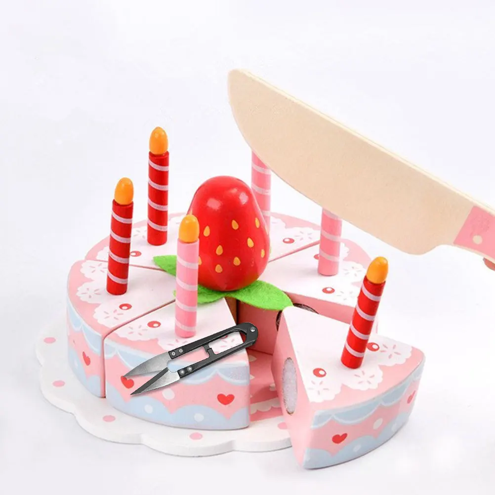 1세트 나무 주방 생일 케이크 자르기 놀이 세트 조기 교육 시뮬레이션 음식 자르기 가족 상호작용 재미있는 색상