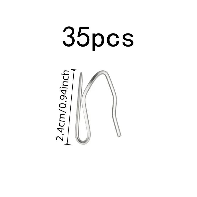 35 pcs 2.4cm Metal Pleat Hooks, S-Curve Shape Design, suitable for Home Window Drapery, Sharp Pointed Tip