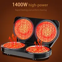 Double Waffle Maker 6 Inch, 1400W Belgian Waffle Maker for Breakfast and Snacks 2