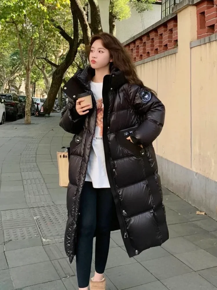 Winter Coat Female 2024 New Jackets for Women Thickened Windproof Warm Down Jacket Fashion Glossy Streetwear Long Coats Down