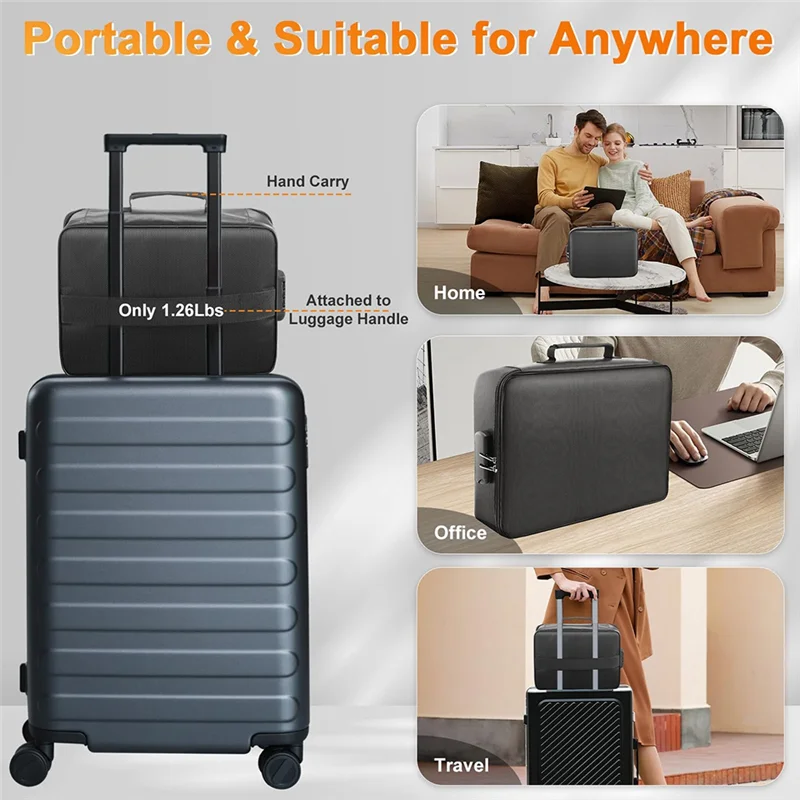 

B08B-Огнестойкая водонепроницаемая сумка для документов с замком, портативный водонепроницаемый органайзер для документов для важных файлов, дорожная коробка для хранения