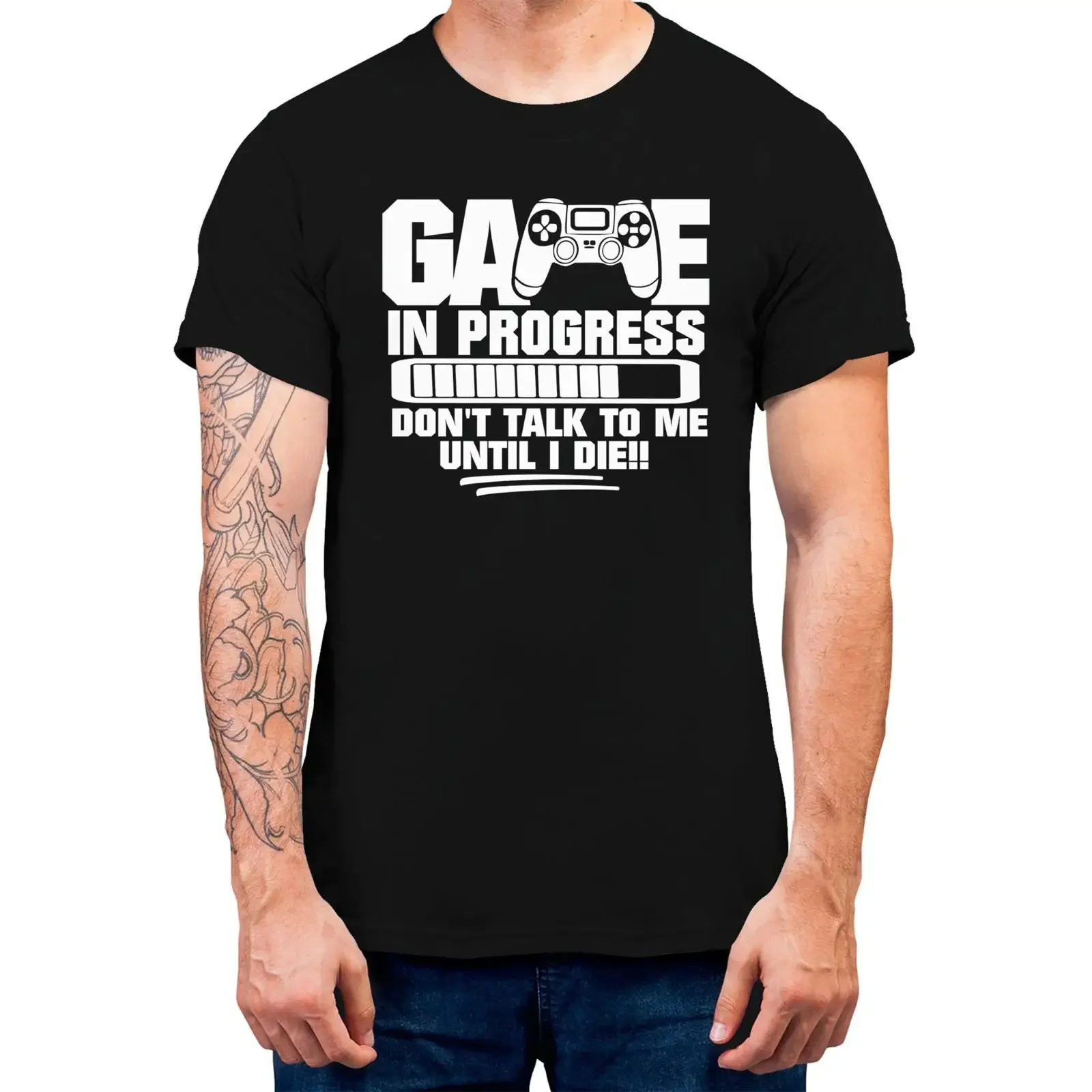 Game In Progress Men's T shirt Gamers Gaming Funny Perfect For vintage Washed Casual homme fashion Slightly designer clothes