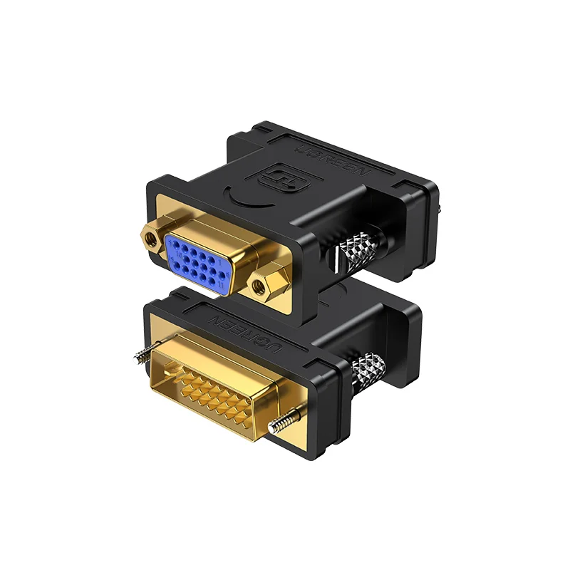 UGREEN DVI to VGA Adapter DVI-I 24+5 Male to VGA HD15 Female Adapter Converter 1080P, Simultaneous Connection of Two Monitors