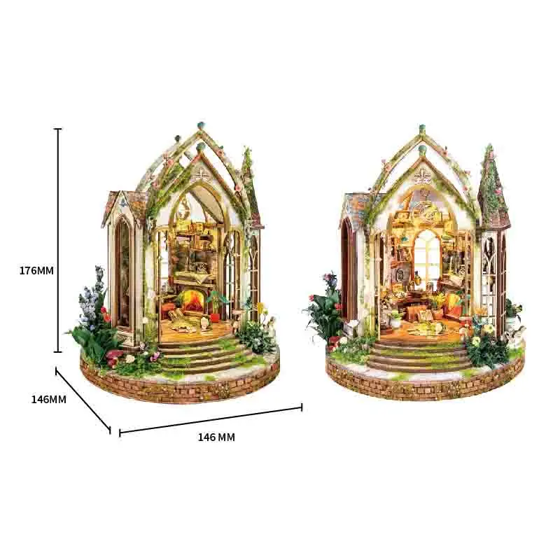 Nook per libri in legno fai-da-te Dreamland Studio floreale Figurine Miniature Fermalibri Scaffale fatto a mano per regali di amici Decorazioni per la casa Artigianato