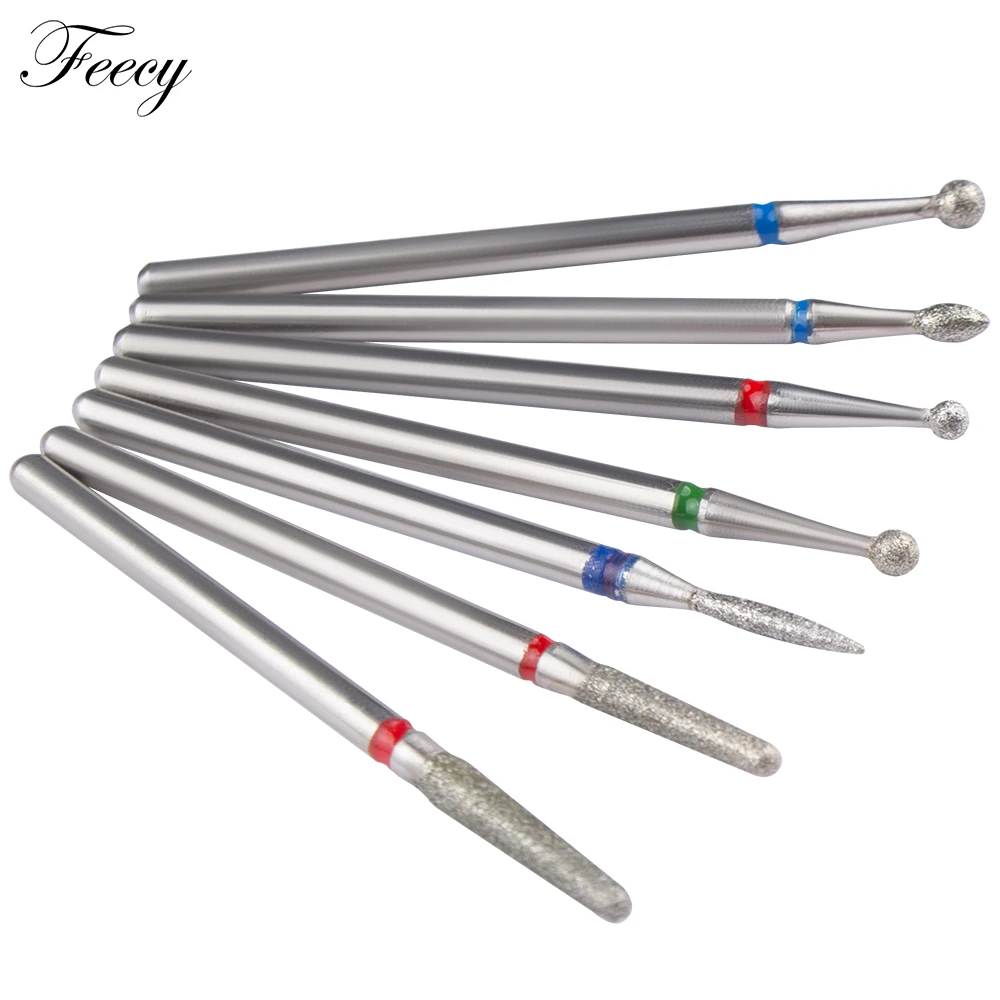 7pcs Diamond Milling Cutters For Manicure Pedicure Nail Drill Bit Foot Cuticle Clean Tools Nail File Grinding Head Accessories