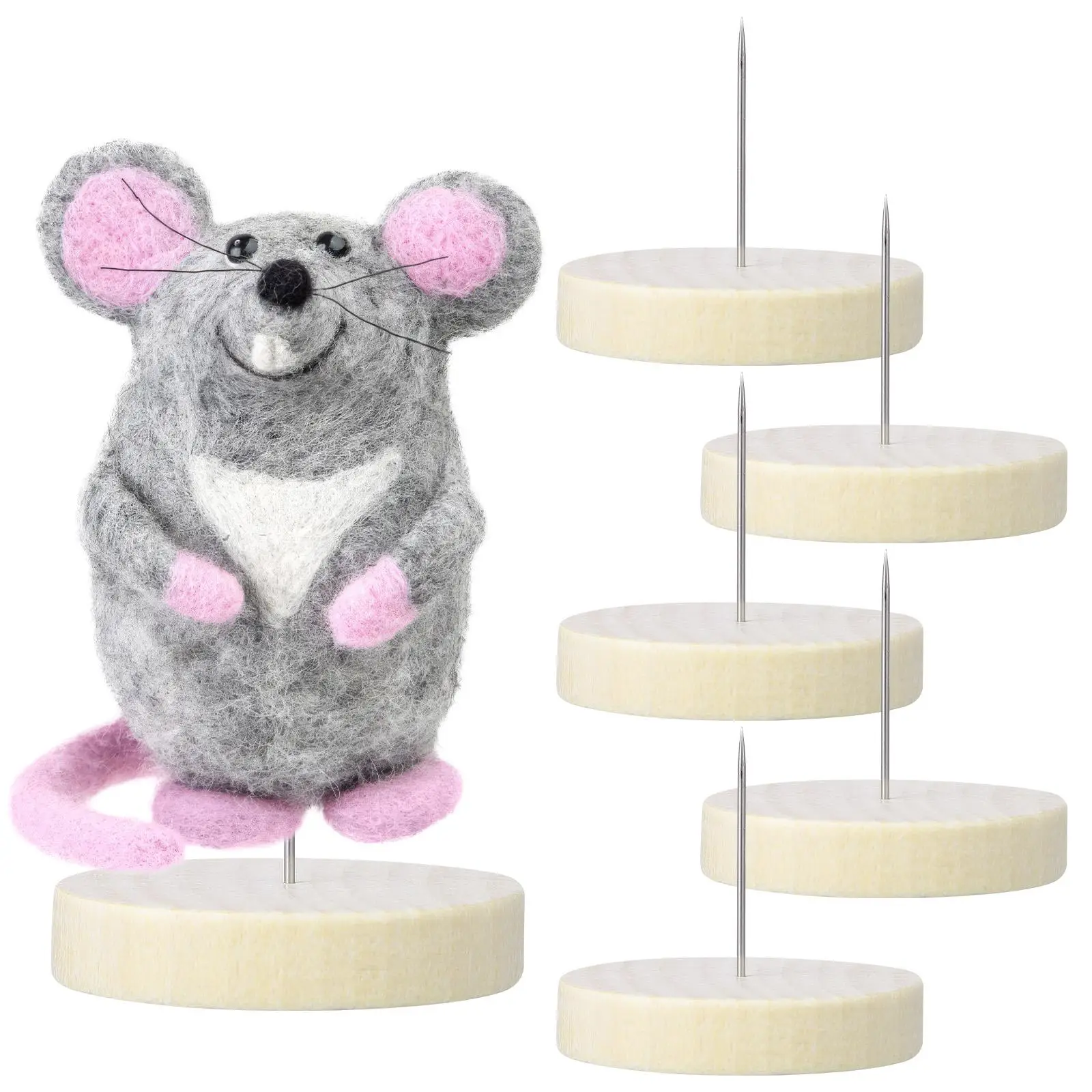 6 Set Wool Felt Stand Animal Display Crochet Wooden Base Holder 5 Thick 1cm Round Bottom Craft Showcase Rack Sturdy