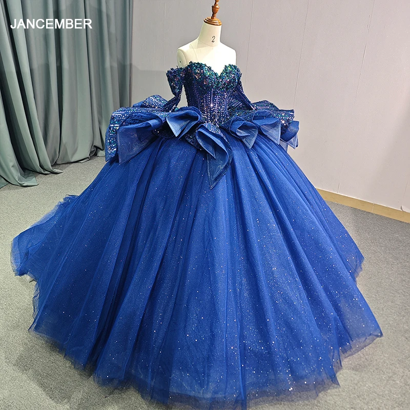 New Design 2024 Blue Sweetheart Quinceanera Dress Princess Beads Crystals Ruffles 16th Ball Gown Birthday Party vestidos 15 años