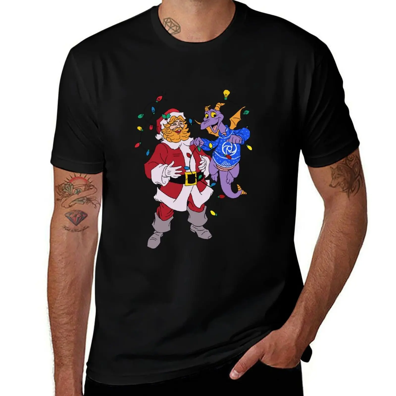 Christmas Figment with Dream finder Santa T-Shirt Large Size Short Sleeve T-Shirt
