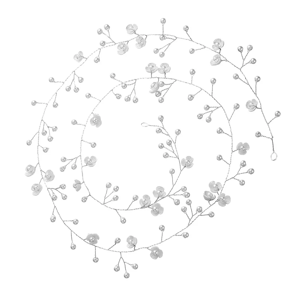 

100Cm Pearl Flower Headband Bridal Headdress Silver Copper Wire Wedding Hair Vine Party Hair Accessories Wedding Headband