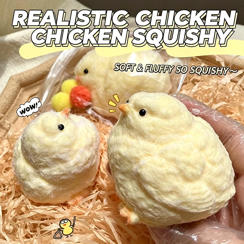 Velvet-textured silicone soft plush toy chicken squeeze toy for stress relief and fun de-stressing toy - view 3