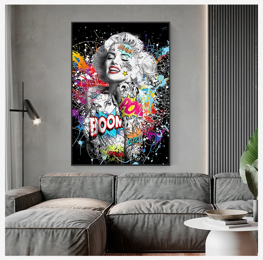 Art Poster Sexy Portrait Canvas Wall Pictures Street Art for Home Decor Black White Graffiti Marilyn Monroe Art Prints Pop