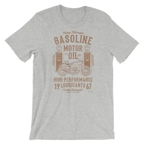 Gasoline Motor Oil T-Shirt. Motorcycle 100% Cotton Premium Tee NEW