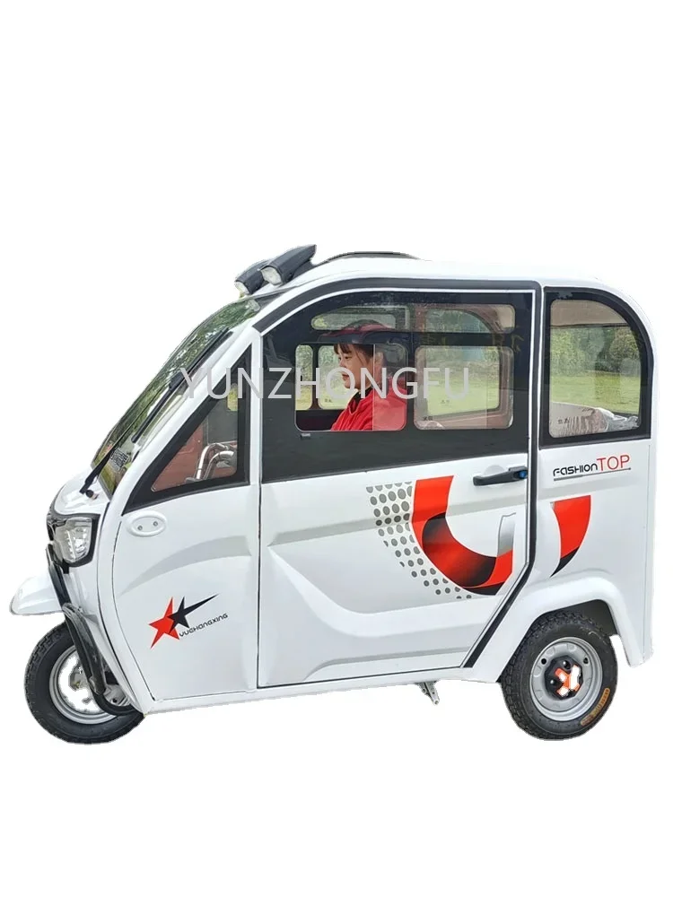 enclosed electric tricycle with shed for home transportation of children, small delivery battery, three cars can be licensed