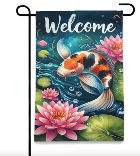 Colorful Koi Pond Outdoor Welcome Garden Flag Decor Spring USA 12 x 18 VVL YYX EEZ