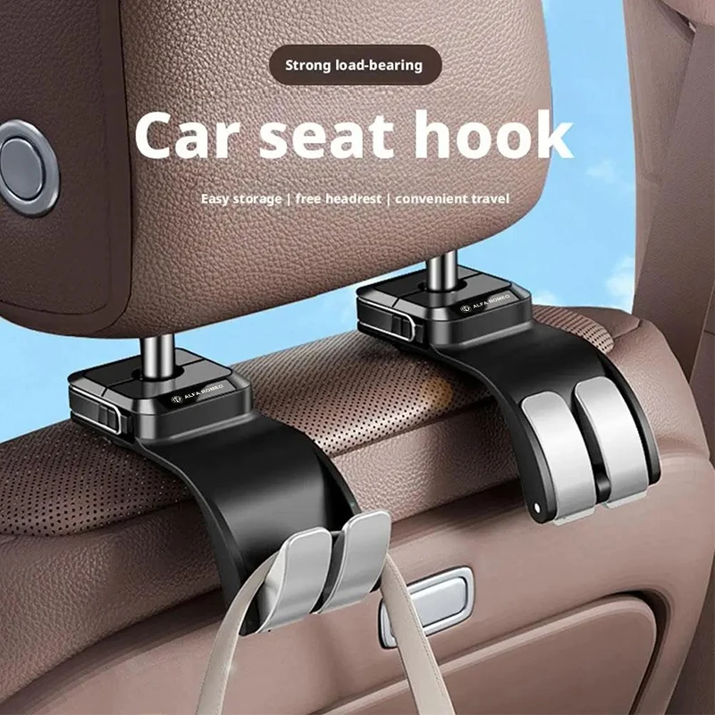 High-quality car headrest hook, high-quality rear seat suspension double hook, large load-bearing alloy hook hanger for Alfa Rom