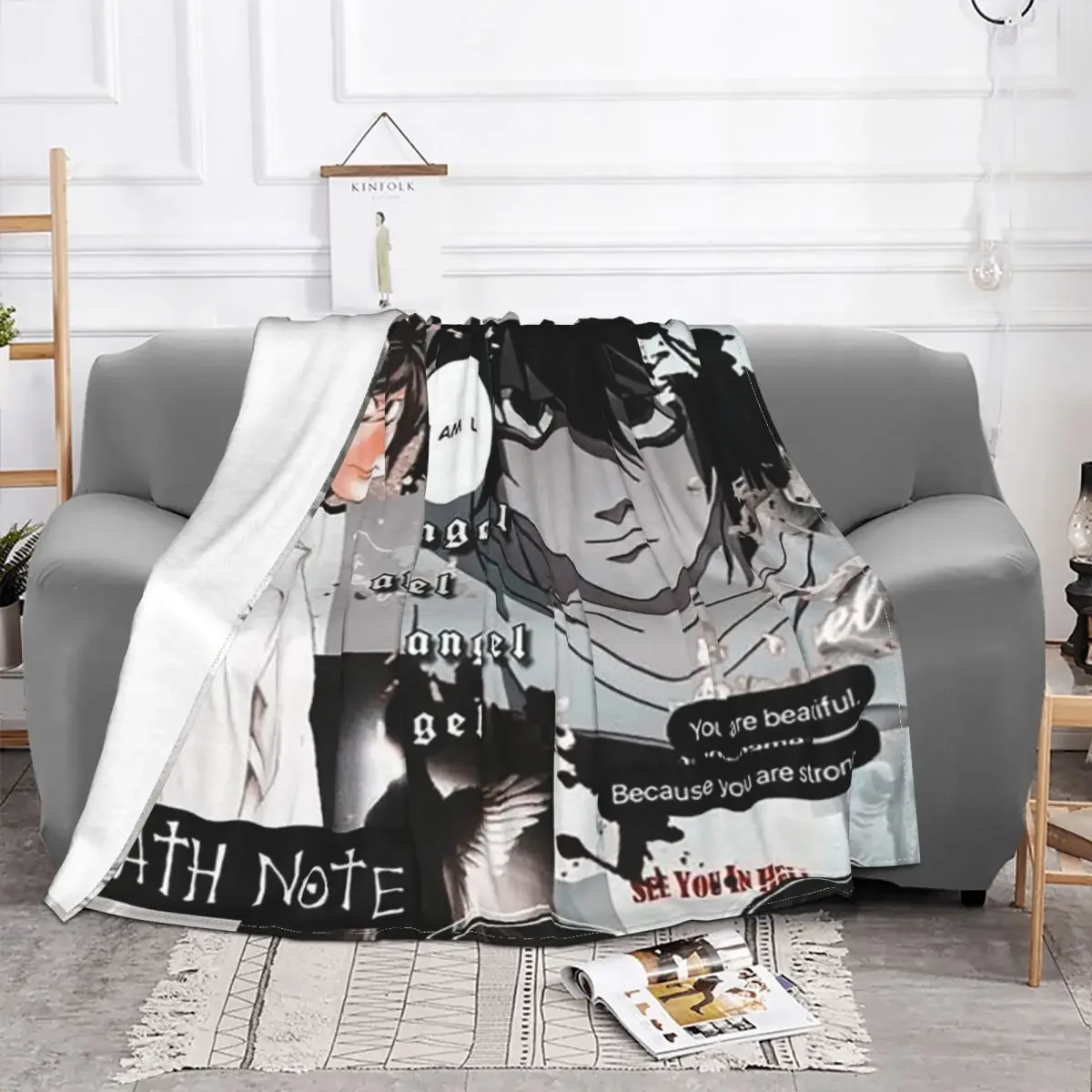 

Death Note Plaid Baby Blankets Anime Velvet Autumn/Winter Lawliet Manga Super Throw Soft Blanket for Bedding Travel Rug Piece