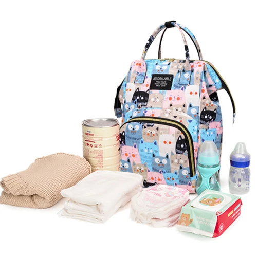 Imagen 2 del producto Mochila con estampado de dibujos animados para mamá, bolsas de almacenamiento de biberones de gran capacidad, bolsa de pañales para bebé, mochila de moda para mujer, bolsa de maternidad, nuevo