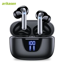 Wireless Earphones Bluetooth 5.3 Big Bass 13mm Drivers IPX5 Waterproof Earbuds Noise Cancelling Headphone with LED Charging Case