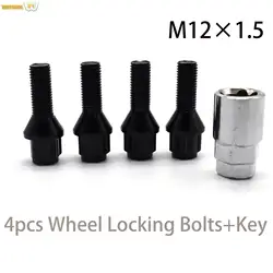 4pcs Car Alloy Wheel Locking Bolts Nuts Lugs M12 x 1.5 Truck Parts For BMW 1 3 5 Series 1500-2000 VW Caddy 2004-2023 Transporter