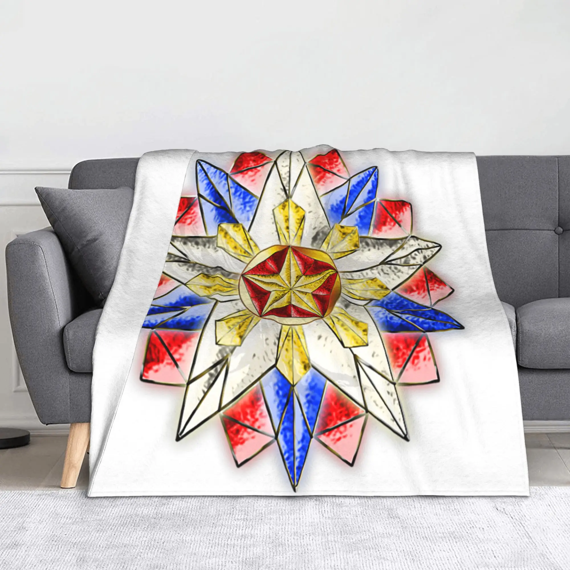 Philippines Christmas Parol Fleece Blanket  Vintage Throw Blanket for Bed Sofa Couch 125*100cm Plush Thin Quilt