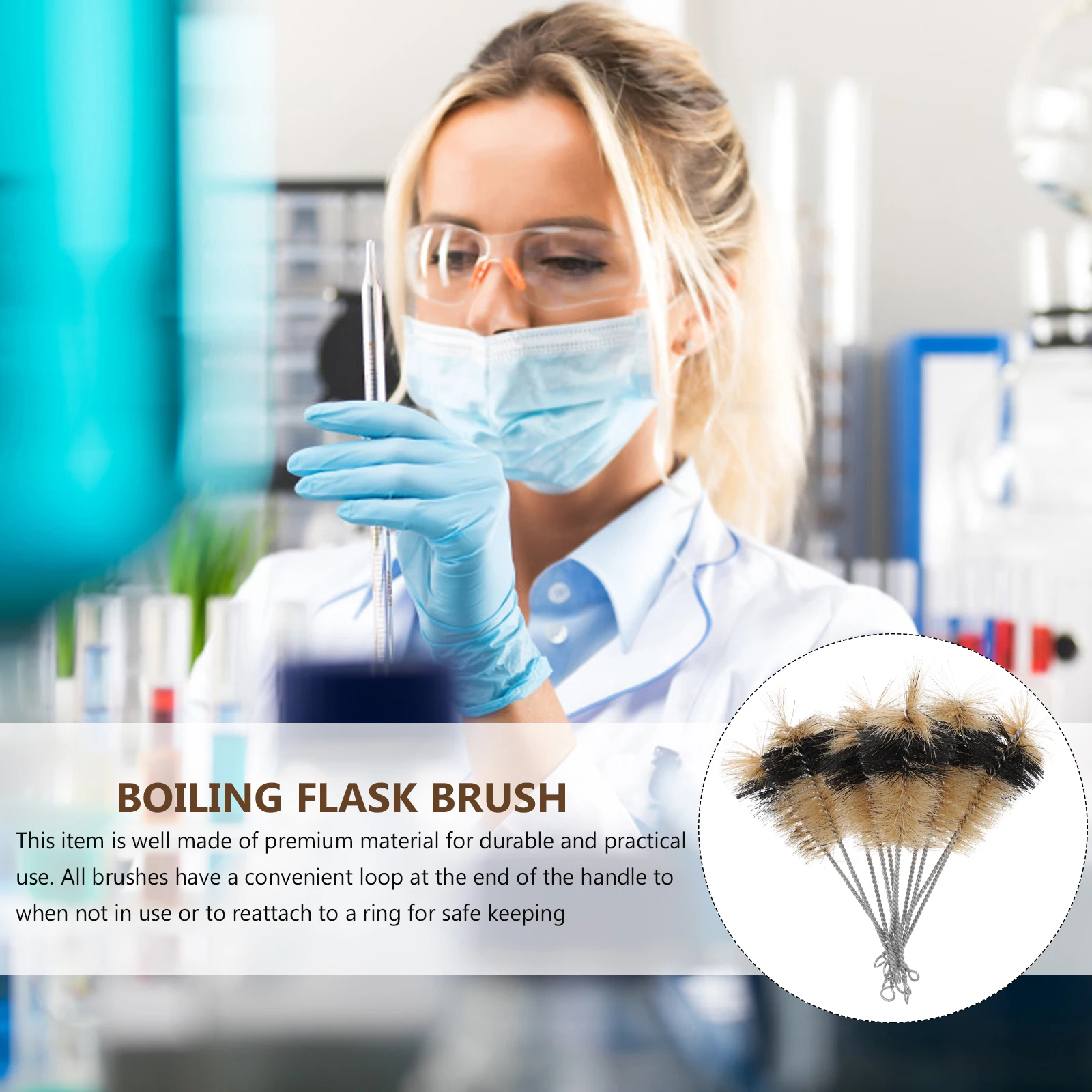 

10 Pcs Flask Brush Cleaner Lab Brushes Bottle Cleaning Pig Hair Chemical Experiment Scrub