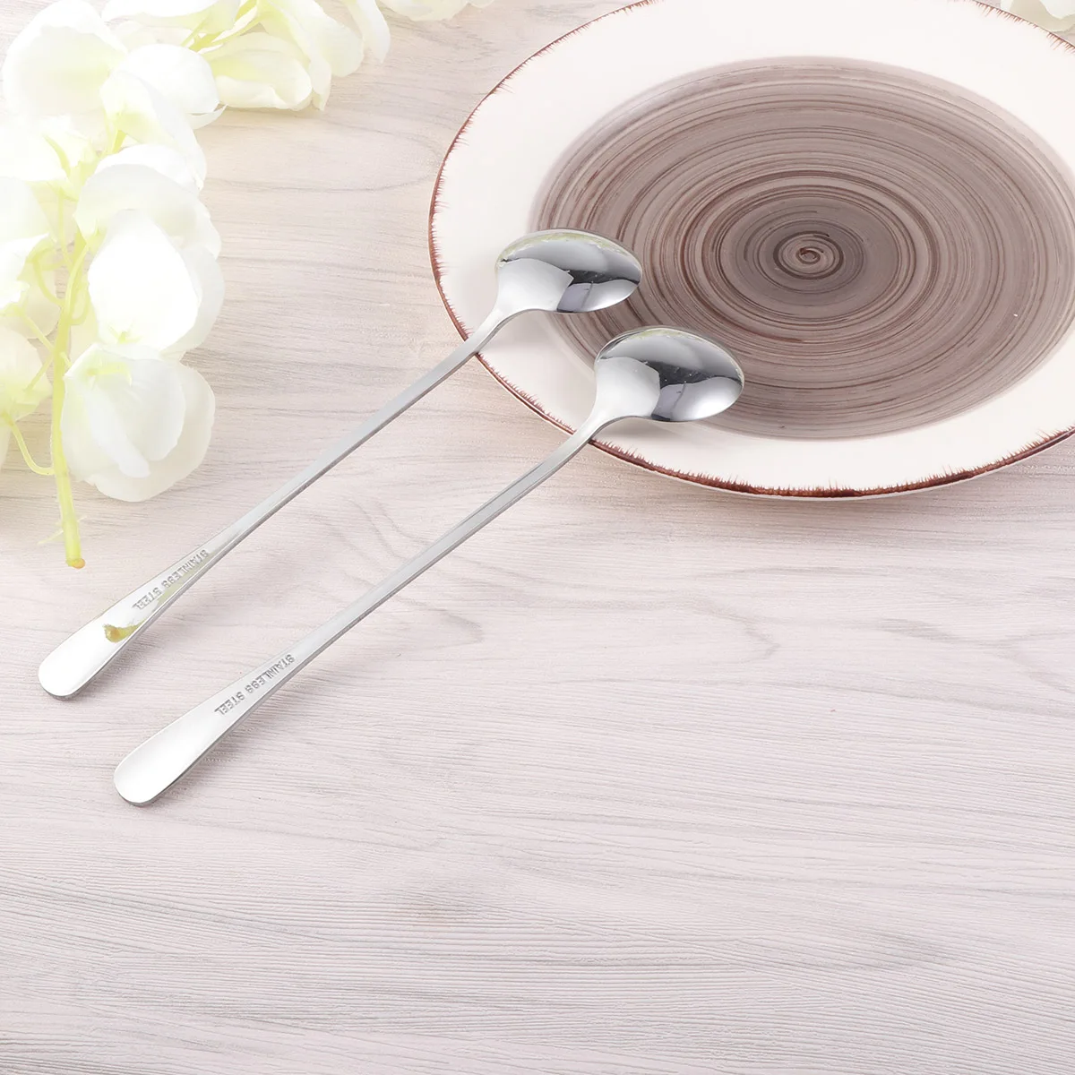 

6Pcs Long Handle Stainless Steel Coffee Spoons Elegant Design Dishwasher Safe for Iced Tea Ice Cream Spoon