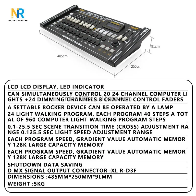 The New Crocodile Series 2024 Console 504-Channel Dmx512 Console LCD Display for Led Par Moving Head Beam Lights