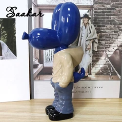 SAAKAR Resin Pocket Balloon Dog Figure Figurines Street Trend Art Decoration Statue Home Office Desktop Interior Decor Objects