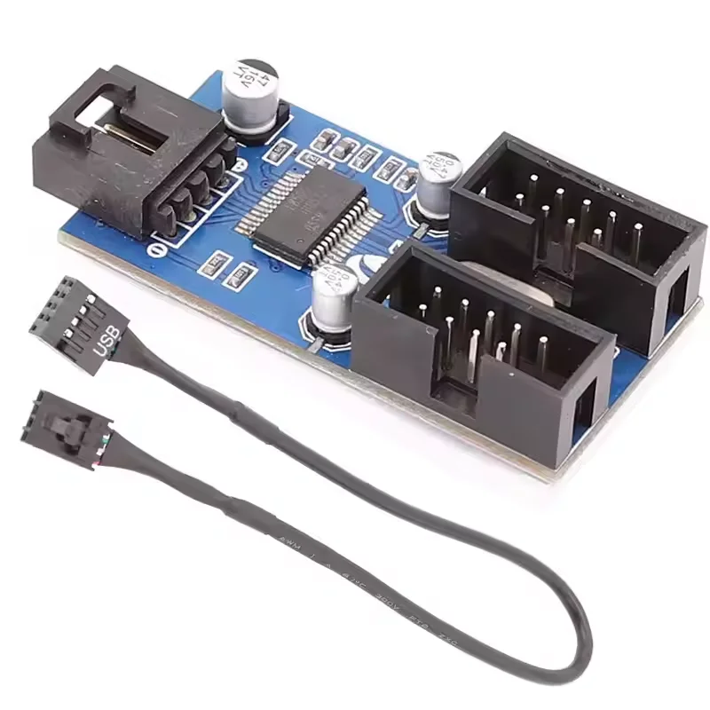 

Материнская плата компьютера, 9-контактный USB-умножитель, 2-портовое мужское сиденье, 9-контактный разъем, гнездовой разветвитель, одна точка, две карты расширения