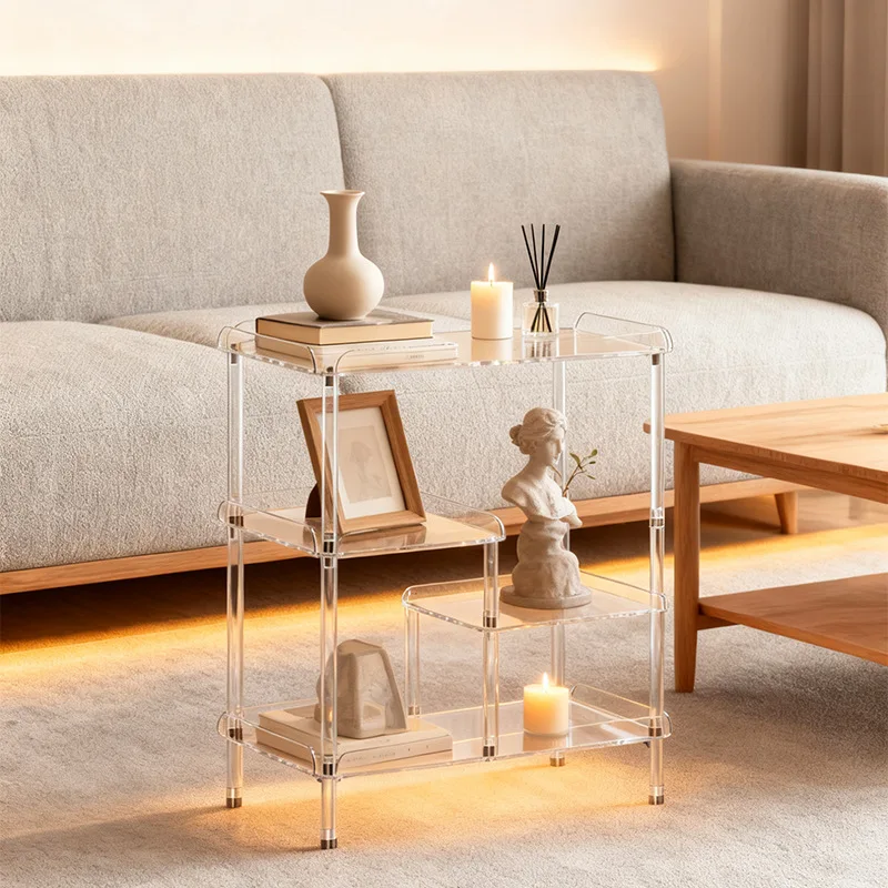 Multi-layer acrylic living room storage rack table ornament stable and durable sofa side coffee table