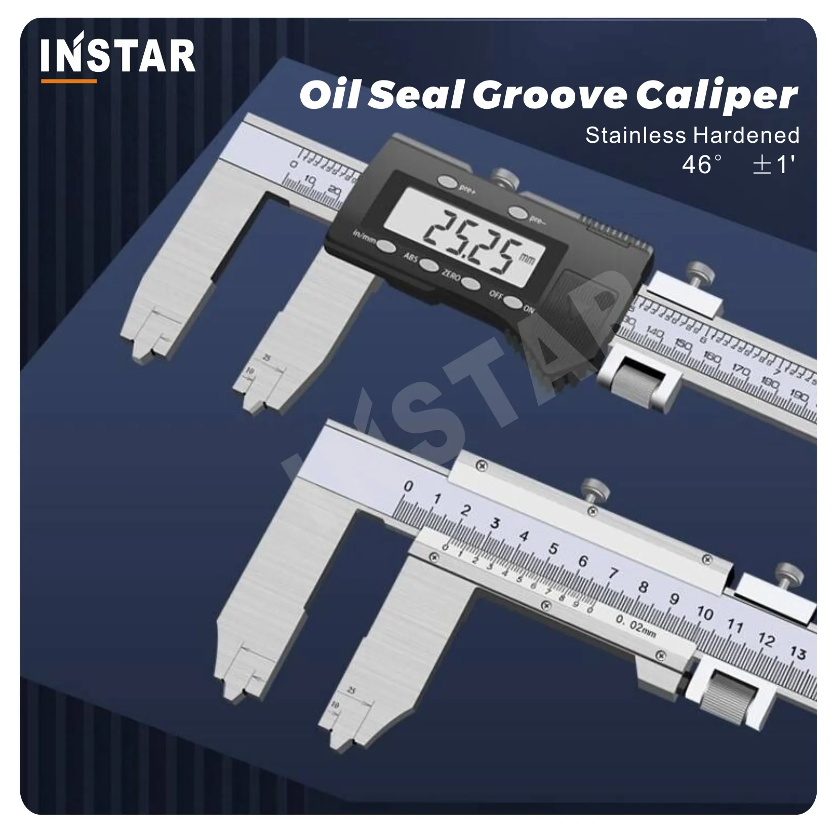 

Instar Flange Digital Caliper 0-300mm 0.01mm Vernier Caliper 0.02mm Stainless Steel Inside Groove Oil Seal Groove DIN Grade