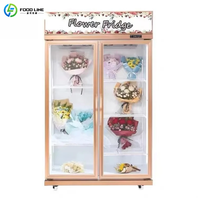 Customized Vertical Flower Display Cabinet Floral Refrigerator Wholesale MOQ 2 Sliding Glass Door Low Noise Fresh Flower Cooler