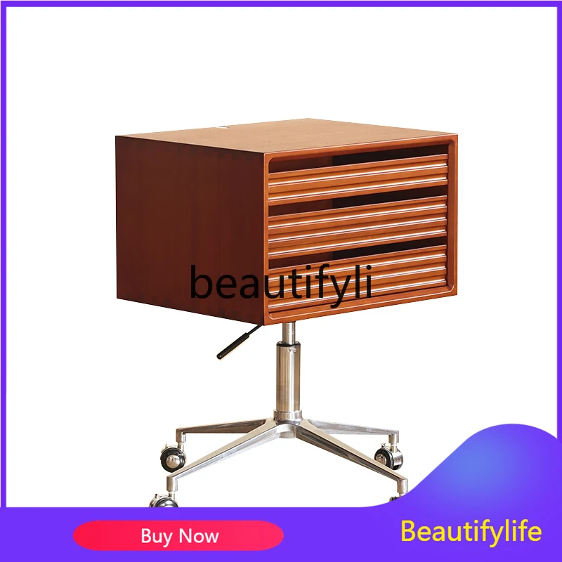 

Solid wood lifting rotating bedside table big head side cabinet sofa side few vinyl record projection stand