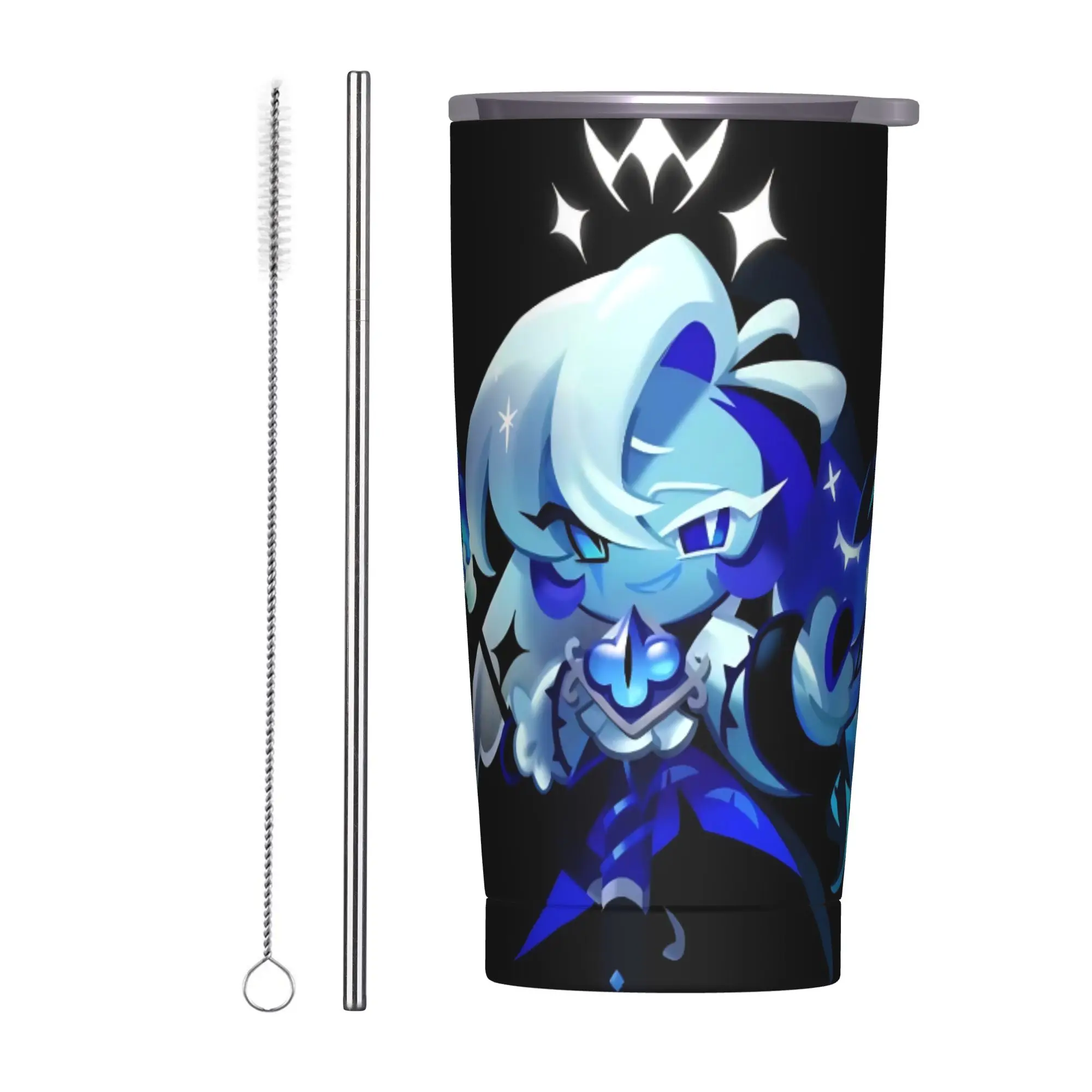 Cute Shadow Milk Cookie Run Kingdom Game Tumbler Vacuum Insulated CRK Cartoon Thermal Cup Vacuum Flask Mugs Hot Cold Drink, 20oz