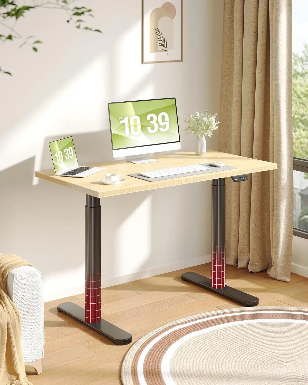 Bamboo Standing Desk Electric Adjustable Height Memory Control 48x24